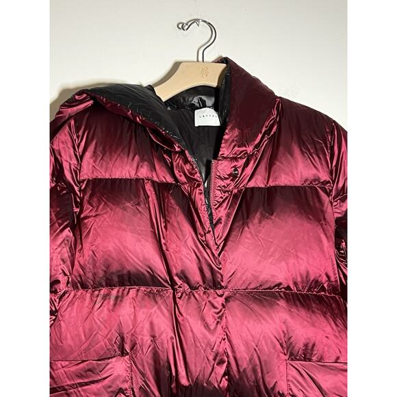 Lattelier Women's NWT Burgundy Longline Hooded Duck Down Filled Jacket Coat XL - Picture 4 of 11